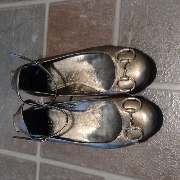 Gucci horses bit Gunmetal ankle strap ballet flats size 36.5C - Picture 12 of 12